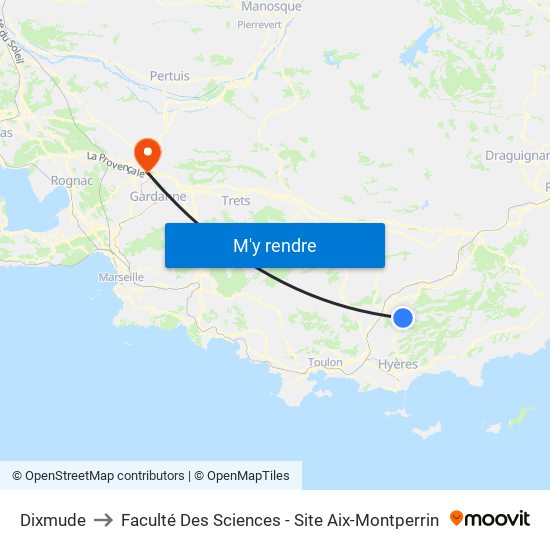Dixmude to Faculté Des Sciences - Site Aix-Montperrin map
