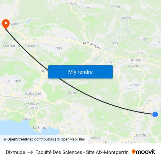 Dixmude to Faculté Des Sciences - Site Aix-Montperrin map