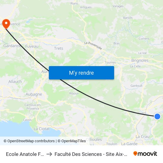 Ecole Anatole France to Faculté Des Sciences - Site Aix-Montperrin map