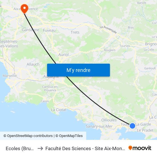 Ecoles (Brunet) to Faculté Des Sciences - Site Aix-Montperrin map