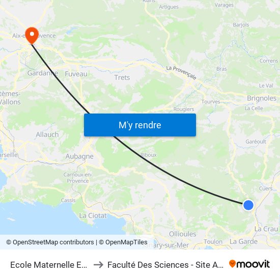 Ecole Maternelle Et Primaire to Faculté Des Sciences - Site Aix-Montperrin map