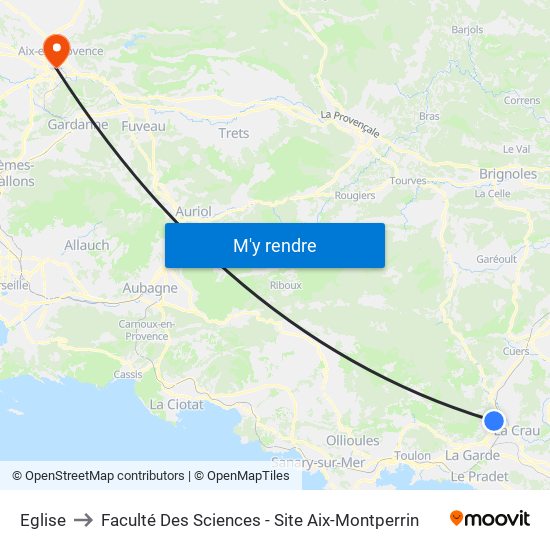 Eglise to Faculté Des Sciences - Site Aix-Montperrin map