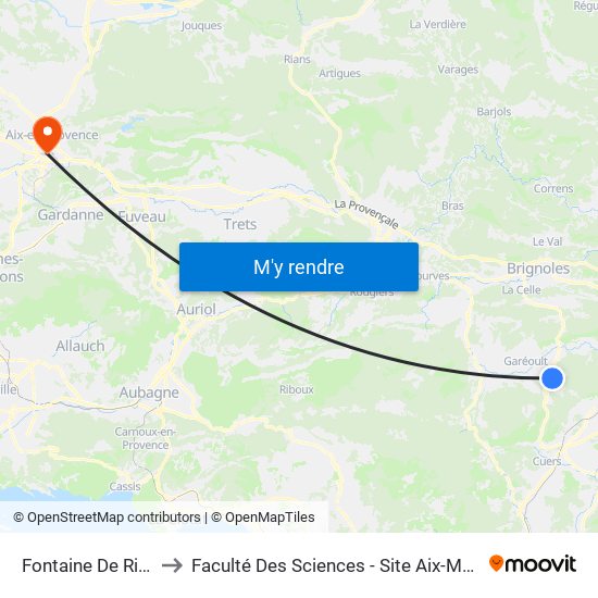 Fontaine De Ricaud to Faculté Des Sciences - Site Aix-Montperrin map