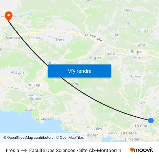 Fresia to Faculté Des Sciences - Site Aix-Montperrin map