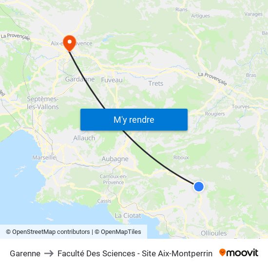Garenne to Faculté Des Sciences - Site Aix-Montperrin map