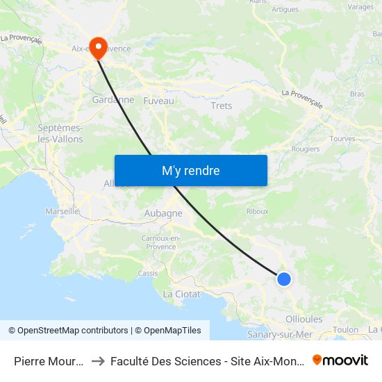 Pierre Mouraou to Faculté Des Sciences - Site Aix-Montperrin map