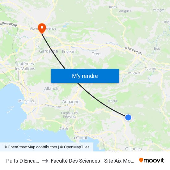 Puits D Encastre to Faculté Des Sciences - Site Aix-Montperrin map