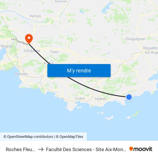 Roches Fleuries to Faculté Des Sciences - Site Aix-Montperrin map