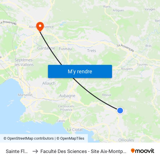 Sainte Fleur to Faculté Des Sciences - Site Aix-Montperrin map