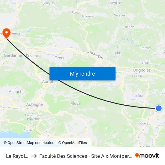 Le Rayolet to Faculté Des Sciences - Site Aix-Montperrin map