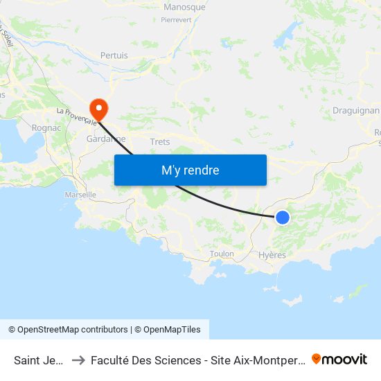 Saint Jean to Faculté Des Sciences - Site Aix-Montperrin map