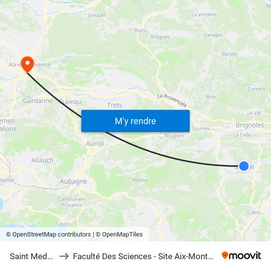 Saint Medard to Faculté Des Sciences - Site Aix-Montperrin map
