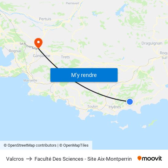 Valcros to Faculté Des Sciences - Site Aix-Montperrin map