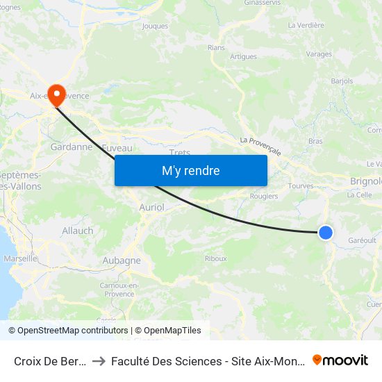 Croix De Berard to Faculté Des Sciences - Site Aix-Montperrin map