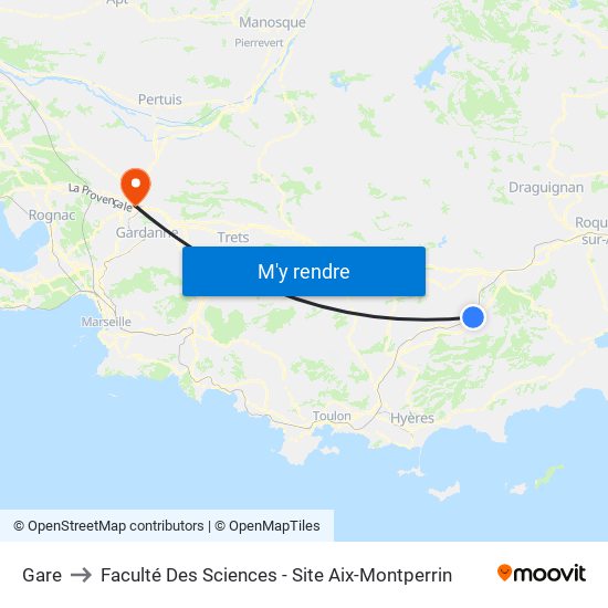 Gare to Faculté Des Sciences - Site Aix-Montperrin map