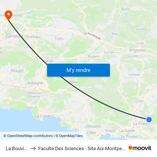 La Bouvine to Faculté Des Sciences - Site Aix-Montperrin map