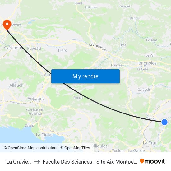 La Graviere to Faculté Des Sciences - Site Aix-Montperrin map