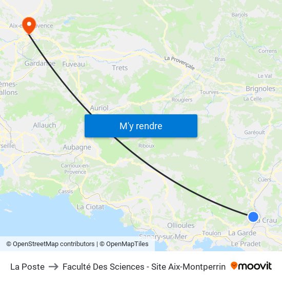 La Poste to Faculté Des Sciences - Site Aix-Montperrin map