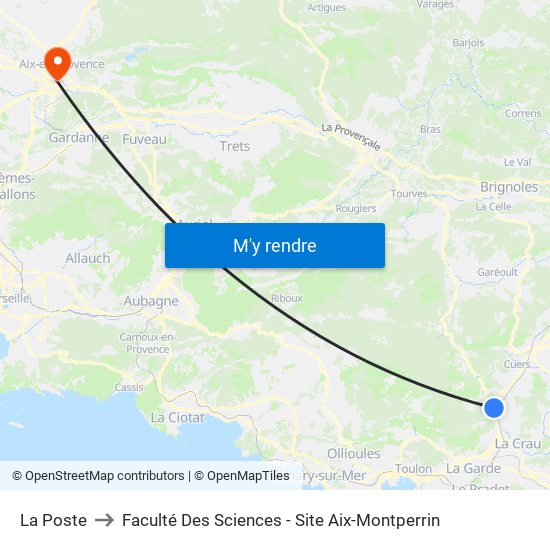 La Poste to Faculté Des Sciences - Site Aix-Montperrin map