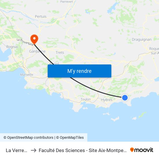 La Verrerie to Faculté Des Sciences - Site Aix-Montperrin map