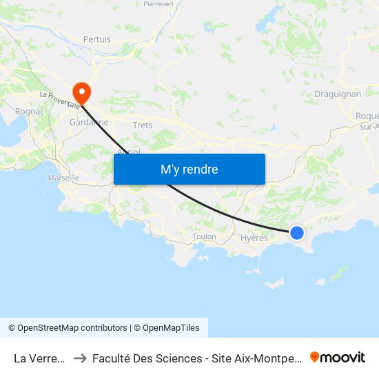 La Verrerie to Faculté Des Sciences - Site Aix-Montperrin map