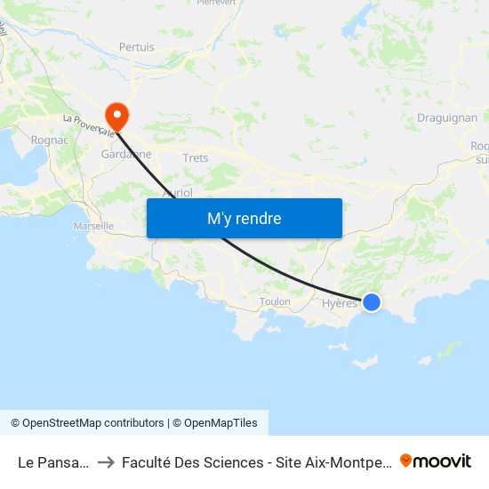 Le Pansard to Faculté Des Sciences - Site Aix-Montperrin map