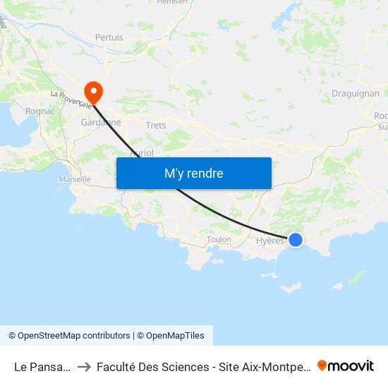 Le Pansard to Faculté Des Sciences - Site Aix-Montperrin map