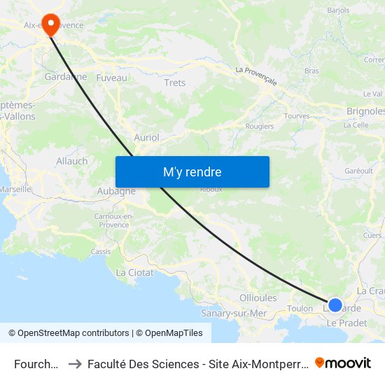 Fourches to Faculté Des Sciences - Site Aix-Montperrin map