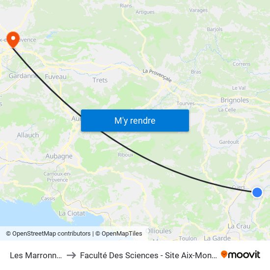 Les Marronniers to Faculté Des Sciences - Site Aix-Montperrin map