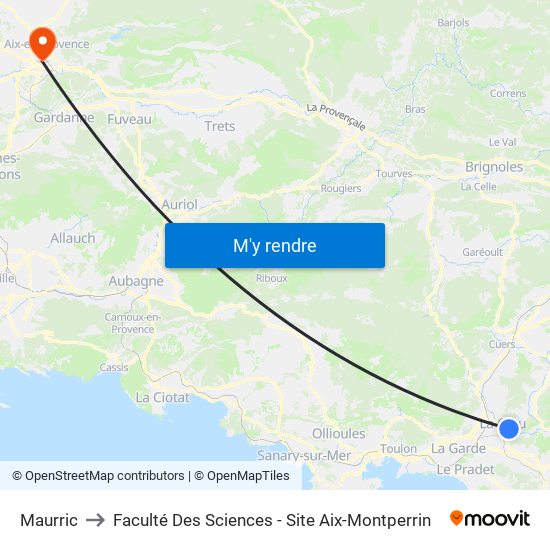 Maurric to Faculté Des Sciences - Site Aix-Montperrin map