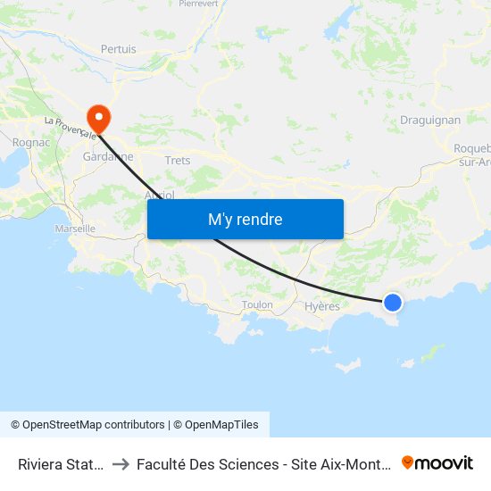 Riviera Station to Faculté Des Sciences - Site Aix-Montperrin map