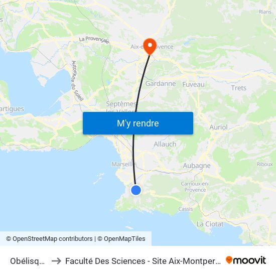 Obélisque to Faculté Des Sciences - Site Aix-Montperrin map