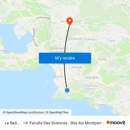 Le Redon to Faculté Des Sciences - Site Aix-Montperrin map