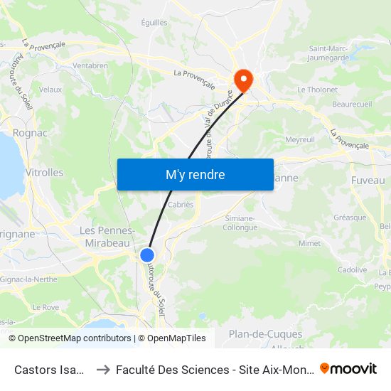 Castors Isabella to Faculté Des Sciences - Site Aix-Montperrin map