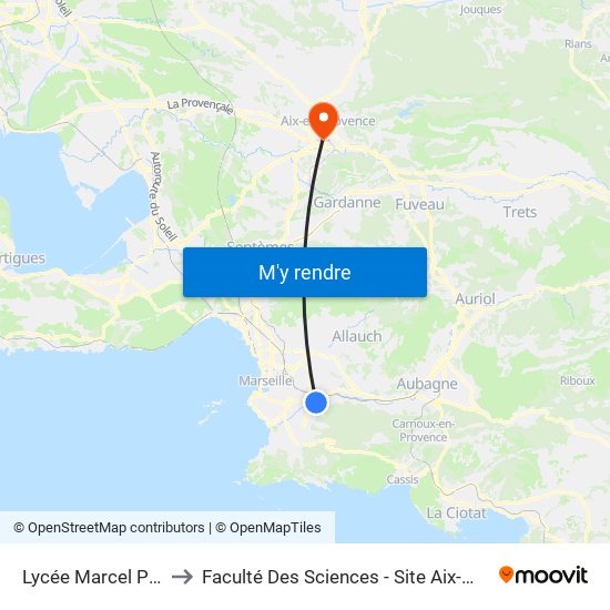 Lycée Marcel Pagnol to Faculté Des Sciences - Site Aix-Montperrin map