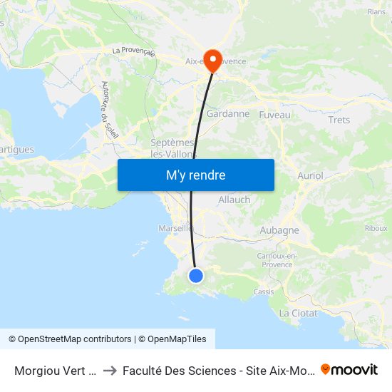 Morgiou Vert Plan to Faculté Des Sciences - Site Aix-Montperrin map