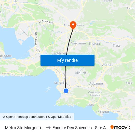 Métro Ste Marguerite Dromel to Faculté Des Sciences - Site Aix-Montperrin map