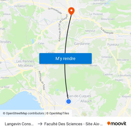 Langevin Consolation to Faculté Des Sciences - Site Aix-Montperrin map