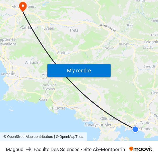 Magaud to Faculté Des Sciences - Site Aix-Montperrin map