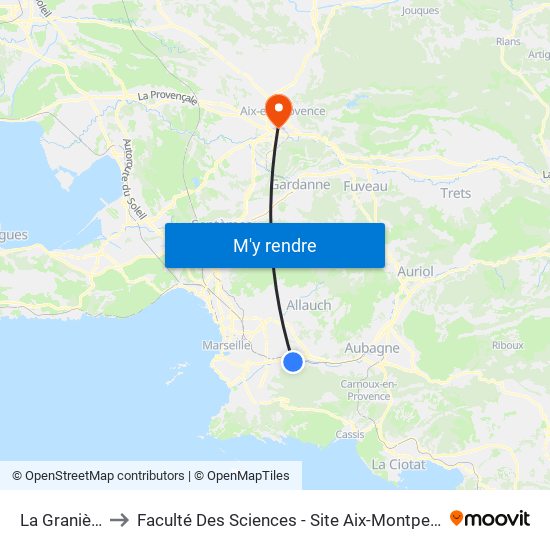 La Granière to Faculté Des Sciences - Site Aix-Montperrin map