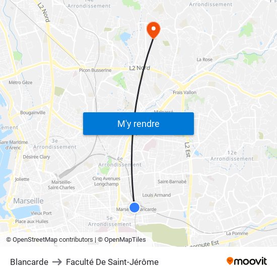Blancarde to Faculté De Saint-Jérôme map