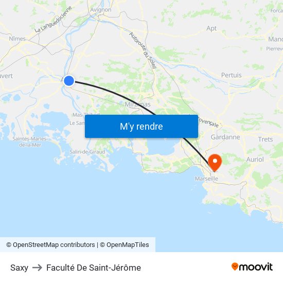 Saxy to Faculté De Saint-Jérôme map