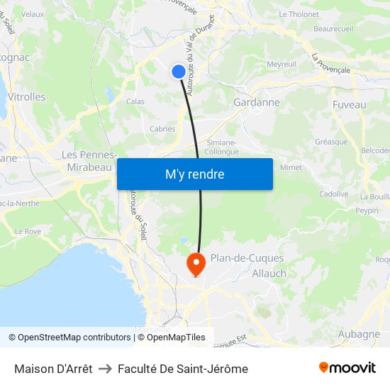 Maison D'Arrêt to Faculté De Saint-Jérôme map