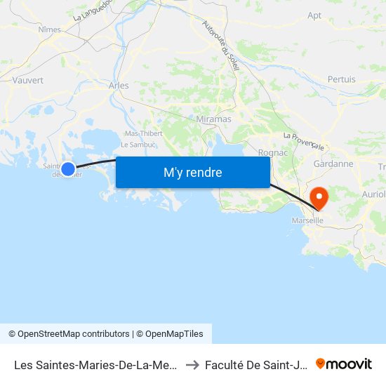 Les Saintes-Maries-De-La-Mer La Brise to Faculté De Saint-Jérôme map