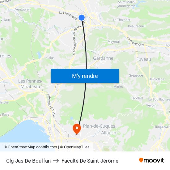 Clg Jas De Bouffan to Faculté De Saint-Jérôme map