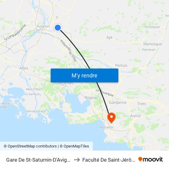 Gare De St-Saturnin-D'Avignon to Faculté De Saint-Jérôme map