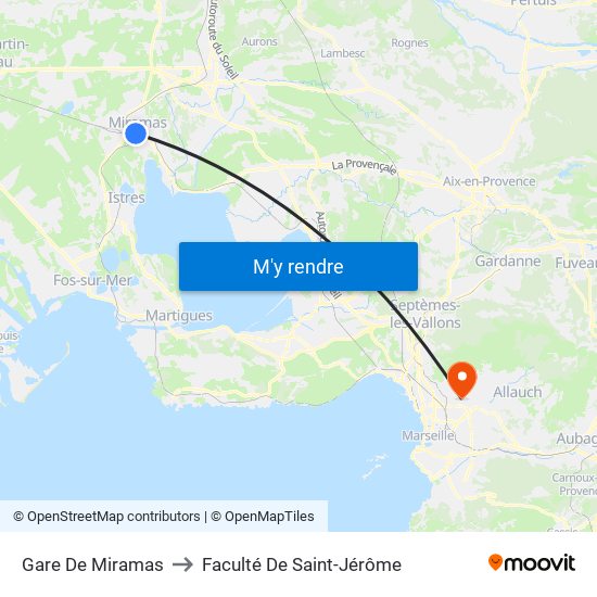 Gare De Miramas to Faculté De Saint-Jérôme map