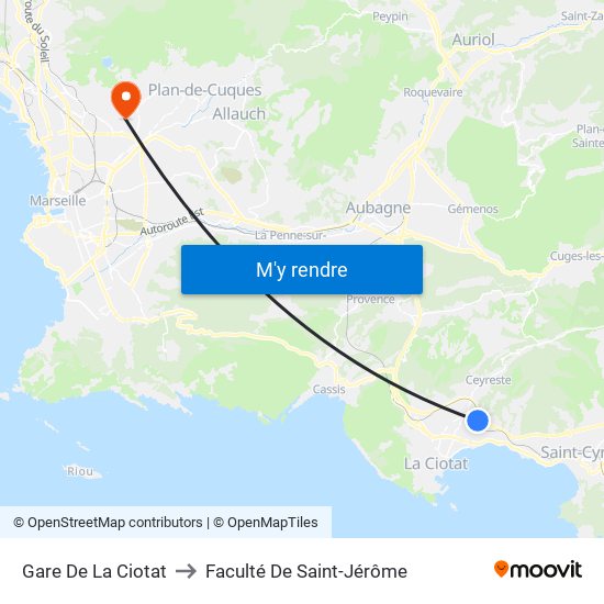 Gare De La Ciotat to Faculté De Saint-Jérôme map