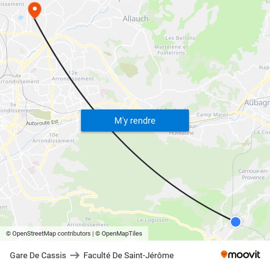 Gare De Cassis to Faculté De Saint-Jérôme map