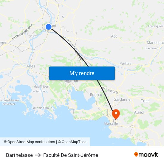 Barthelasse to Faculté De Saint-Jérôme map